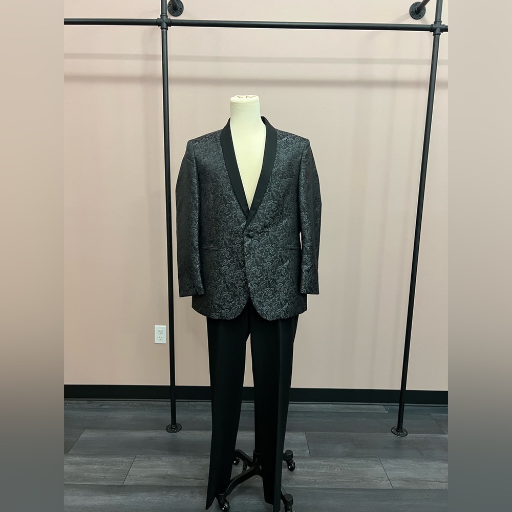 Elegant Black Paisley Suit